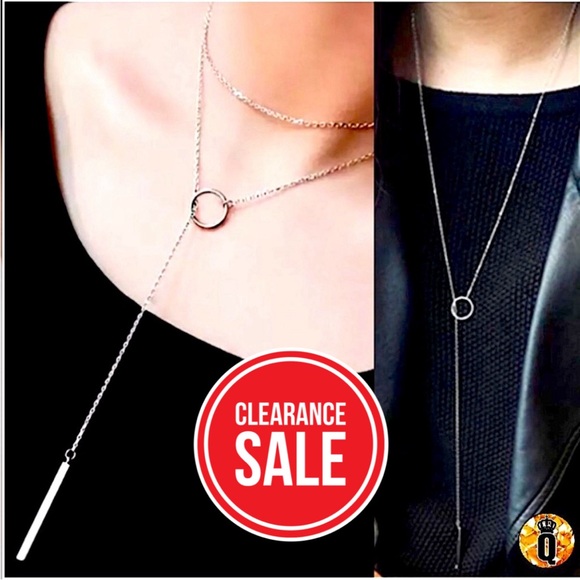 Jewelry - 🔴𝟭𝟬/$𝟮𝟱🔴NEW Long Silver Bar Minimalist Drop Necklace